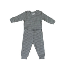 Load image into Gallery viewer, Grey + White Striped Ribbed Two-piece Cozy Set