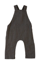 Load image into Gallery viewer, Charcoal Stripe Linen Cotton Overalls