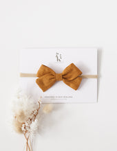 Load image into Gallery viewer, Lulu Linen Bow Headband or Clip- Acorn