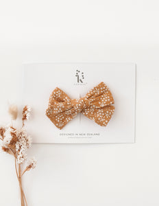 Melodie Tawny Floral Cotton Bow Headband or Clip