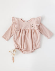 Milana Winged Cotton Playsuit - Soft Pink