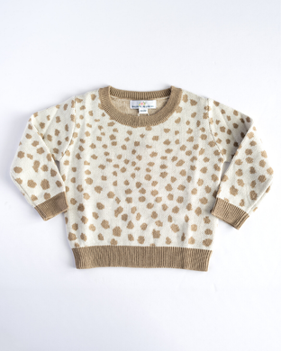 Teddy Cozy Sweater - White & Taupe Dots