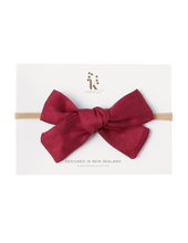 Load image into Gallery viewer, Skylah Pinwheel Linen Bow - Cherry Red