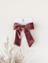 Load image into Gallery viewer, Alice Oversized Velour Bow Clip - Raspberry Cupcake